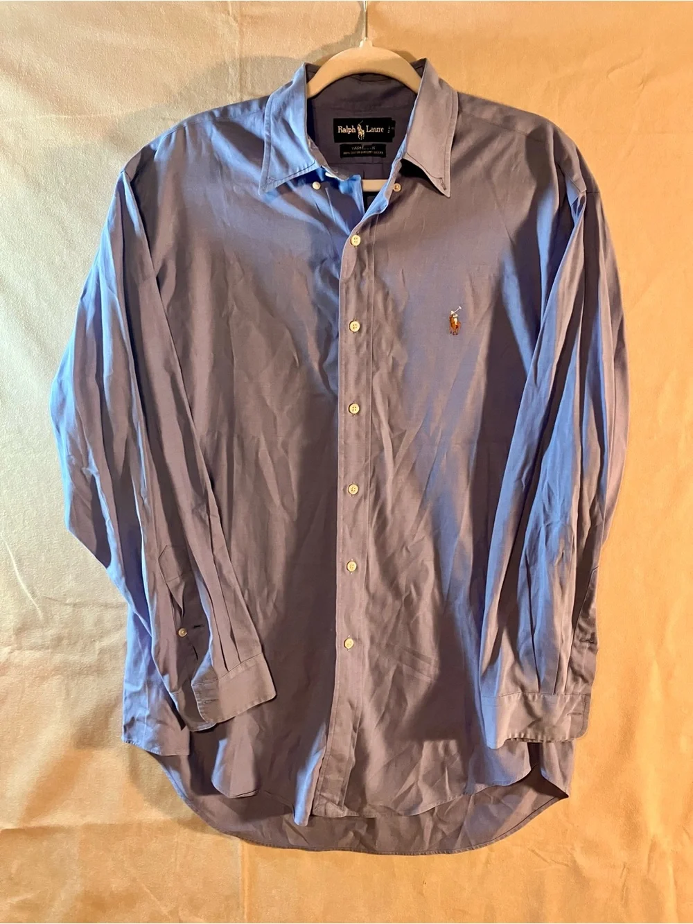 Polo Ralph Lauren Yarmouth Oxford Shirt Mens 16-33 Blue Flesh Pony Long Sleeve